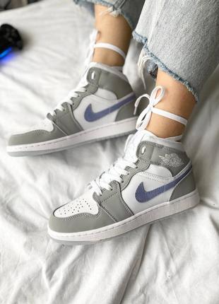 Кросівки air jordan 1 retro mid ‘wolf grey’ кроссовки2 фото