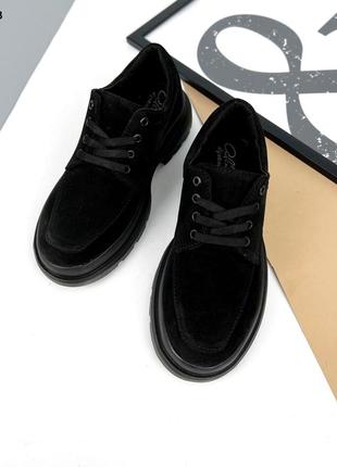 Туфли  classic, чёрные, натуральная замша5 фото