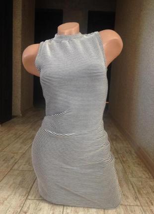 Фактурное трикотажное платье тельняшка2 фото