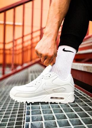 Кросівки nike air max 90 leather all white2 фото