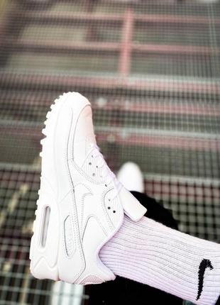 Кросівки nike air max 90 leather all white10 фото