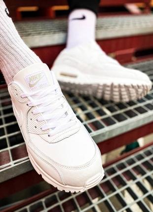Кросівки nike air max 90 leather all white3 фото