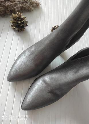 Шикарные кожаные серебряные ботинки ботильоны7 фото