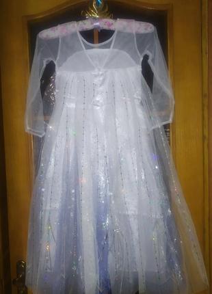 Праздничное белое платье принцессы эльзы,4 фото