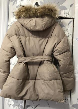 Курточка пуховик зимняя демисезонная бежевая нюдовая2 фото