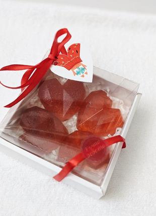 Мыло сердце, валентинка, подарочный набор, мыло ручной работы