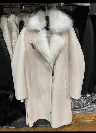 Хутряне пальто, натуральна овчина шерсть , хутро