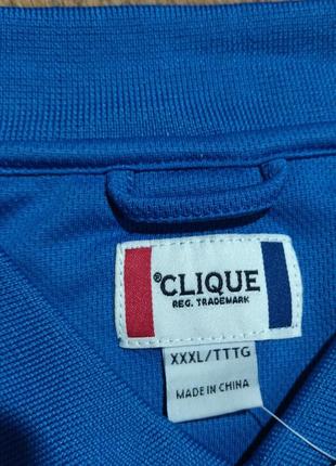 Батал! брендовий сітчаста футболка-поло clique синього кольору, заміри на фото4 фото
