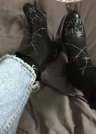 Кожаные челси казаки ботинки кастом кожа