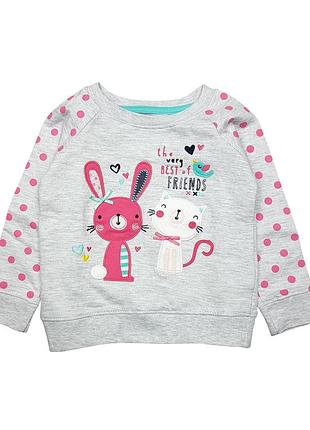 Утепленный серый свитшот, толстовка на девочек р. 80, 86, young dimension by primark