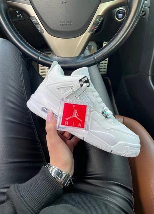 Nike air jordan retro 4 white женские кроссовки найк аир джордан белые