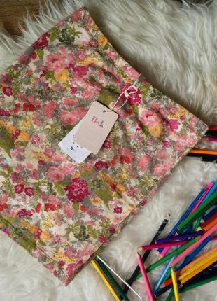 Цветочная юбка карандаш на резинке