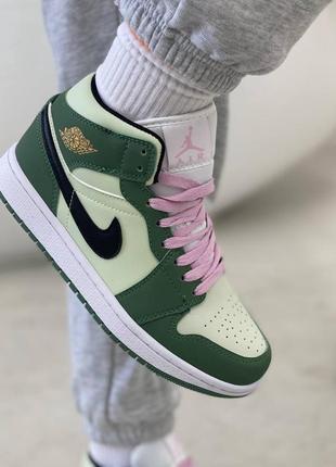 💚🤍nike air jordan 1 retro high🤍💚женские кроссовки найк джордан, кросівки найк джордан жіночі