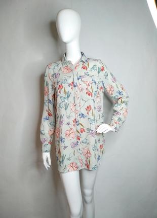 Удлиненная рубашка / блуза , цветочный принт10 фото