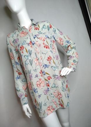 Удлиненная рубашка / блуза , цветочный принт5 фото