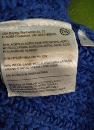 Минималистичные свитер крупной вязки королевского синего цвета4 фото