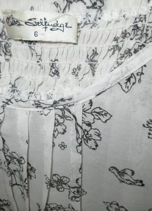 Акція 1+1=3 розпродаж легка блуза маєчка miss sefridge шифон квіти птиці розмір 63 фото