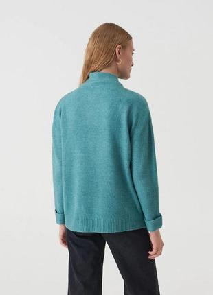 Красивый бирюзовый свитер оверсайз со стойкой1 фото