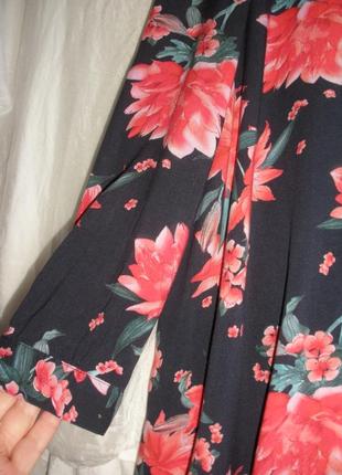 Длинная цветочная блуза блузка мини платье- разлетайка вискоза5 фото