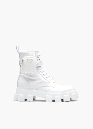 Ботинки женские strapped pouch combat boots premium white, белые (черевики жіночі, білі)