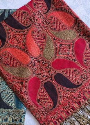 Кашемір і шовк - палантин кашеміровий шарф в турецькі огірки2 фото