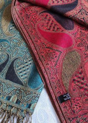Кашемір і шовк - палантин кашеміровий шарф в турецькі огірки9 фото