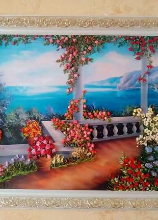 Картина стрічками "тераса біля моря"