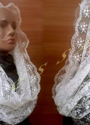Cнуд кружевной гипюровый в храм для крестин шарф платок церковный на венчание1 фото
