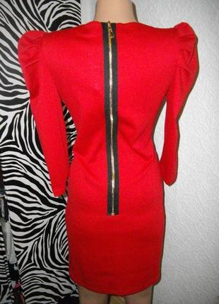 Красивое красное платье осеннее нарядное короткое трикотажное2 фото