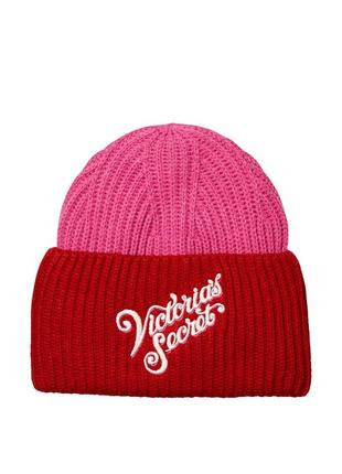 Victorias victorias secret вікторія сікрет colorblock beanie шапка