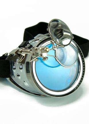 Очки монокль авиатор с лупой цвете серебро + подарок1 фото