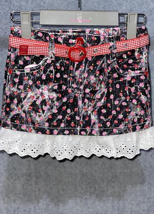 Комплект двойка джинсы стрейч и юбочка с пояском