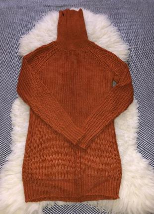 Вязаной шерстяной мохер свитер-платье горло шерсть кофта удлиненная9 фото