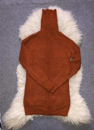 Вязаной шерстяной мохер свитер-платье горло шерсть кофта удлиненная10 фото