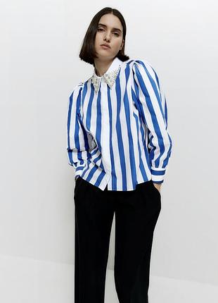 Рубашка uterque с украшением на воротнике massimo dutti zara