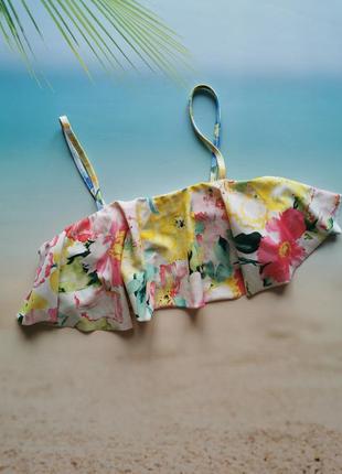 Верх від купальника, ліф з воланом, топ, квітковий прінт