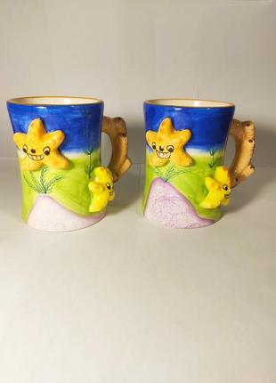 Набір керамічних чашок з зірочками
