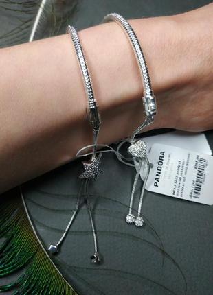Браслеты пандора серебро 925 проба цирконий ale пломба бирка регулируемый сердце звезда камни логотип бренда