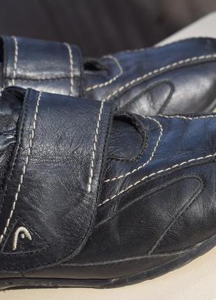 Стильні шкіряні мокасини туфлі на липучці р. 37 23-23,2 см head ідеал1 фото