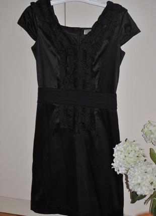 Элегантное атласное чёрное платье, размер 36-38 beauty mark