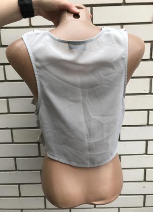 Шовк 100% легка, сіра, укорочена блуза, топ, жилет з воланами, рюшами topshop2 фото