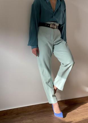 Брюки на высокой талии цвета тиффани от zara