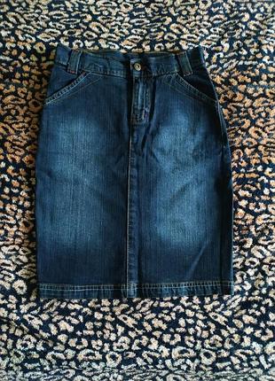 Джинсова спідниця висока посадка