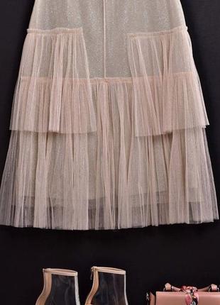 Акция!!! нарядная нюдовая фатиновая юбка с люрексом.2 фото