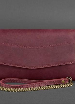 Сумка-клатч женская средняя кожаная марсала