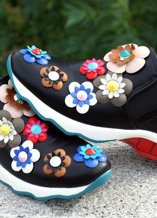 Кросівки casual топова модель яскраві квіти