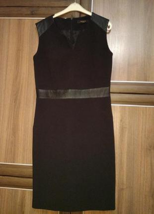 Sale платье чёрное офис деловое теплое с вставками под кожу m купить украина купить киев