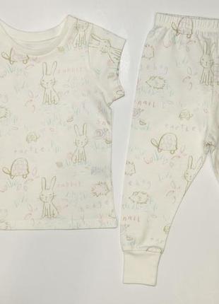 Пижама для девочки 1-1,5 года (80-86см) белая с принтом животных george 2543