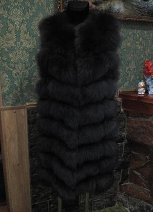 Натуральна хутряна жилетка песець стільники 44-46 графіт