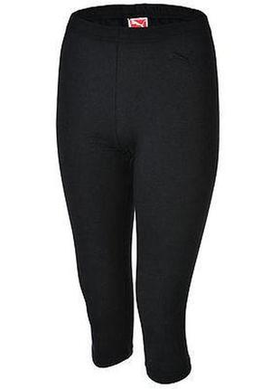 Леггинсы спортивные женские puma 3/4 leggins 827550 01 (черные, для тренировок, фитнес, хлопок, бренд пума)